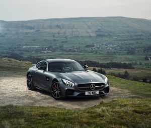 Preview wallpaper mercedes, amg, gt s, gray, side view