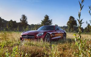 Preview wallpaper mercedes, amg, side view, grass