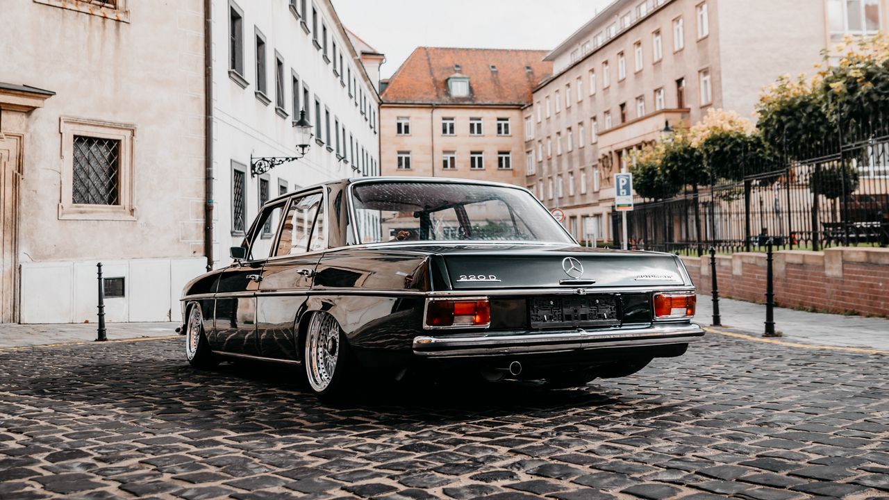 Wallpaper mercedes benz, car, retro, rear view, black