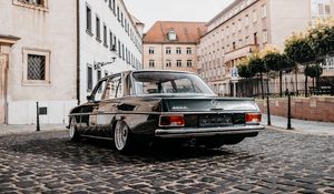 Preview wallpaper mercedes benz, car, retro, rear view, black