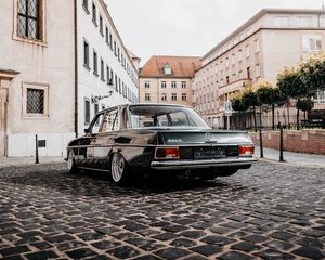 Preview wallpaper mercedes benz, car, retro, rear view, black