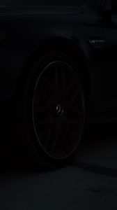 Preview wallpaper mercedes benz, car, wheel, dark, black