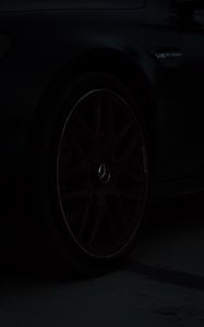 Preview wallpaper mercedes benz, car, wheel, dark, black