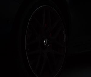 Preview wallpaper mercedes benz, car, wheel, dark, black