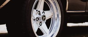 Preview wallpaper mercedes benz, car, wheel, black, close