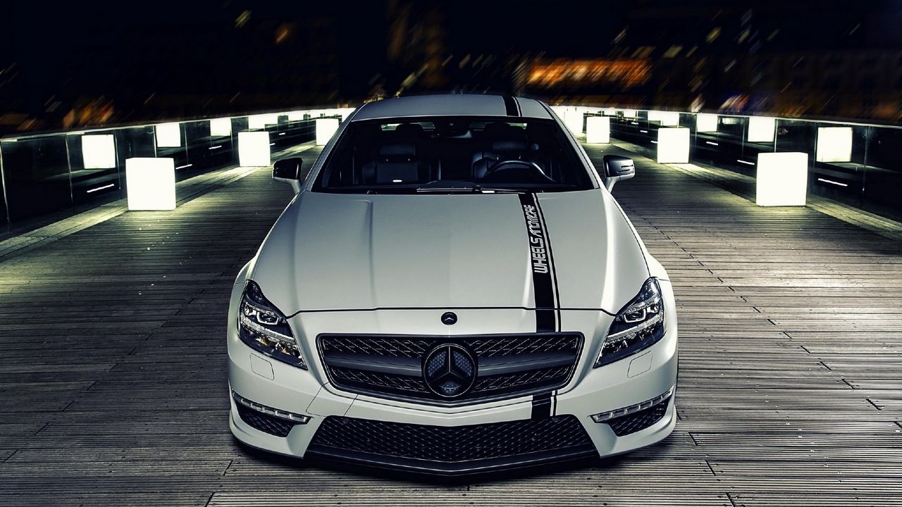 Wallpaper mercedes benz cls, mercedes benz, night, front view, bumper