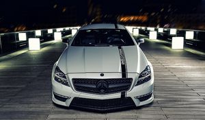 Preview wallpaper mercedes benz cls, mercedes benz, night, front view, bumper