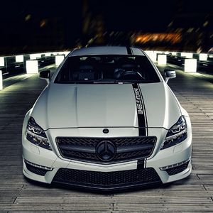 Preview wallpaper mercedes benz cls, mercedes benz, night, front view, bumper