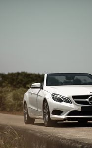 Preview wallpaper mercedes benz e 200, mercedes, car, convertible, white, front view