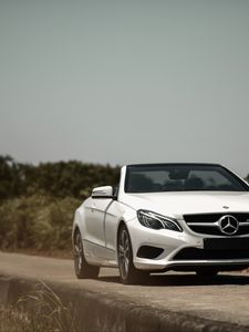 Preview wallpaper mercedes benz e 200, mercedes, car, convertible, white, front view