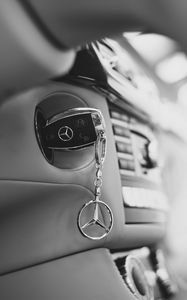 Preview wallpaper mercedes benz, keys, car, salon, bw