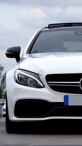 Preview wallpaper mercedes c63 amg, mercedes, car, white, front view