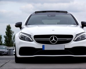 Preview wallpaper mercedes c63 amg, mercedes, car, white, front view