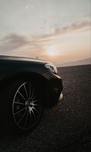 Preview wallpaper mercedes, car, black, wheel, side view