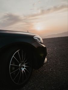 Preview wallpaper mercedes, car, black, wheel, side view