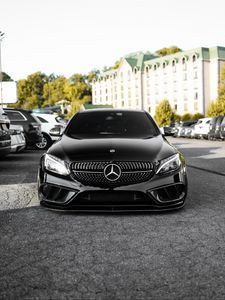 Preview wallpaper mercedes, car, black, front view