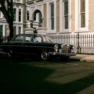 Preview wallpaper mercedes, car, black, retro