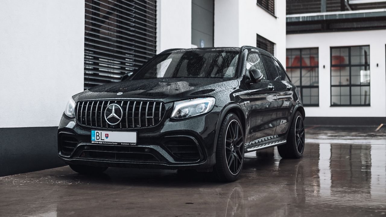Wallpaper mercedes, car, front view, black