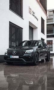 Preview wallpaper mercedes, car, front view, black