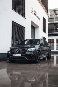 Preview wallpaper mercedes, car, front view, black