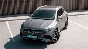 Preview wallpaper mercedes, car, gray, parking, asphalt