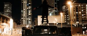 Preview wallpaper mercedes, car, man, freedom, free, city, night