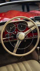 Preview wallpaper mercedes, car, retro, vintage, steering wheel