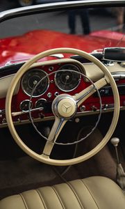 Preview wallpaper mercedes, car, retro, vintage, steering wheel