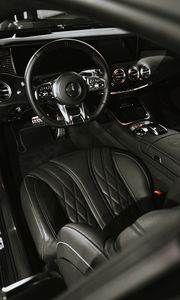 Preview wallpaper mercedes, car, salon, steering wheel, black