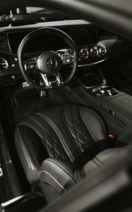 Preview wallpaper mercedes, car, salon, steering wheel, black