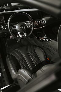 Preview wallpaper mercedes, car, salon, steering wheel, black