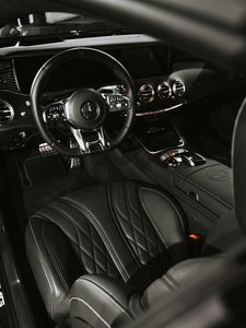 Preview wallpaper mercedes, car, salon, steering wheel, black