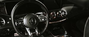 Preview wallpaper mercedes, car, salon, steering wheel, black