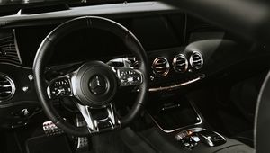 Preview wallpaper mercedes, car, salon, steering wheel, black