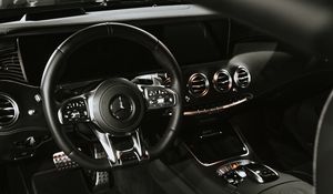 Preview wallpaper mercedes, car, salon, steering wheel, black