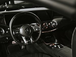 Preview wallpaper mercedes, car, salon, steering wheel, black