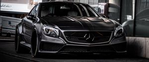 Preview wallpaper mercedes, car, sports car, gray, front view