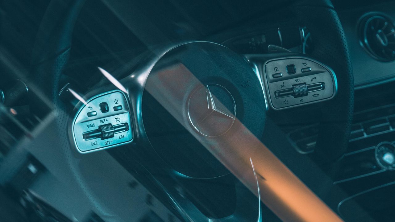 Wallpaper mercedes, car, steering wheel, black