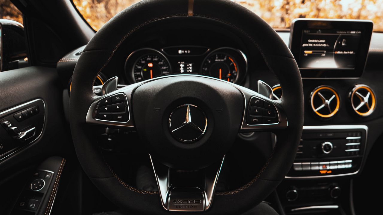 Wallpaper mercedes, car, steering wheel, salon