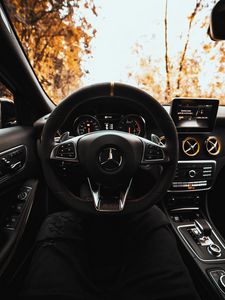 Preview wallpaper mercedes, car, steering wheel, salon