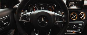 Preview wallpaper mercedes, car, steering wheel, salon