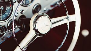 Preview wallpaper mercedes, car, steering wheel, white
