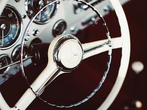 Preview wallpaper mercedes, car, steering wheel, white