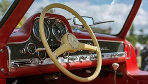 Preview wallpaper mercedes, car, steering wheel, salon, red