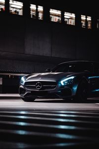 Preview wallpaper mercedes, car, supercar, gray, dark