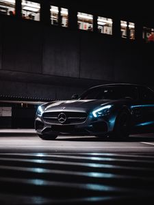 Preview wallpaper mercedes, car, supercar, gray, dark