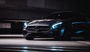 Preview wallpaper mercedes, car, supercar, gray, dark