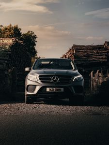 Preview wallpaper mercedes, car, suv, gray, front view