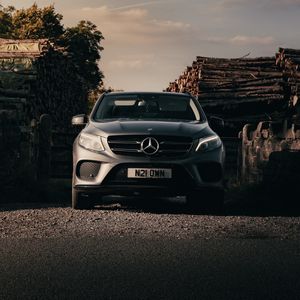 Preview wallpaper mercedes, car, suv, gray, front view