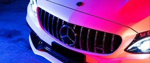 Preview wallpaper mercedes, car, white, backlight